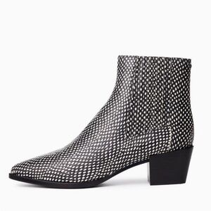 Black and White Dotted Ankle Bootie - Women's Chelsea Style